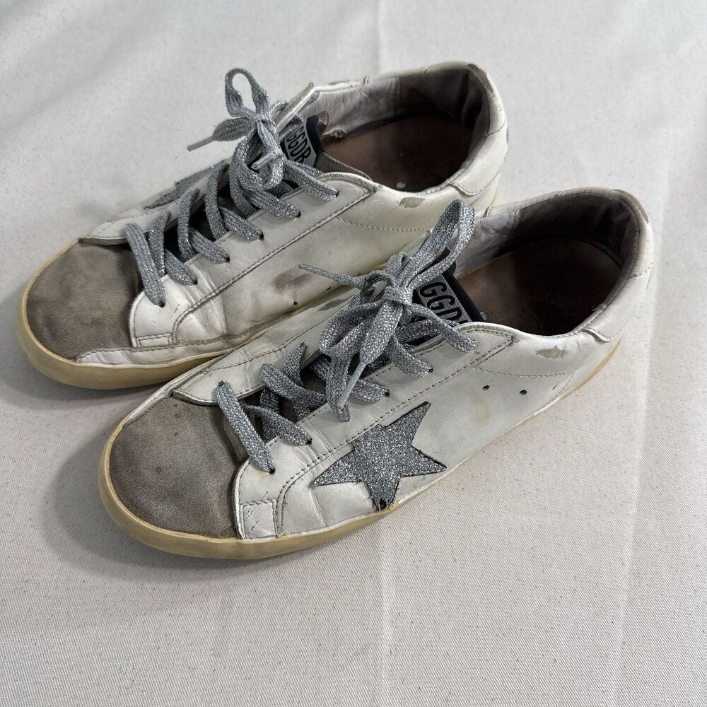 Golden goose Luxury silver star/bow Women Size 39 White Sneakers